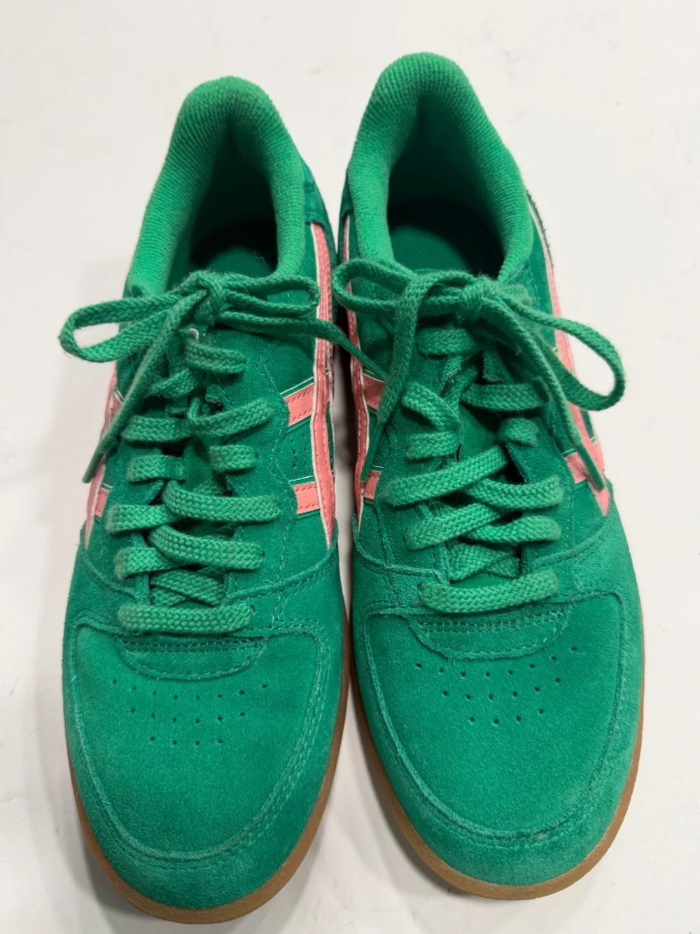 ASICS Skyhand OG Cilantro Grapefruit Suede Sneakers Green Pink M6 W7.5